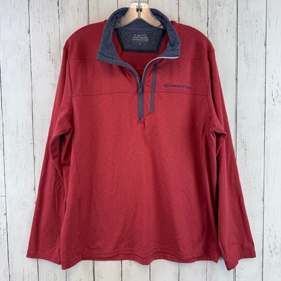 Vineyard Vines Red On-The-Go Shep Golf Pullover Performance 1/4 Zip Size Large - Picture 1 of 11